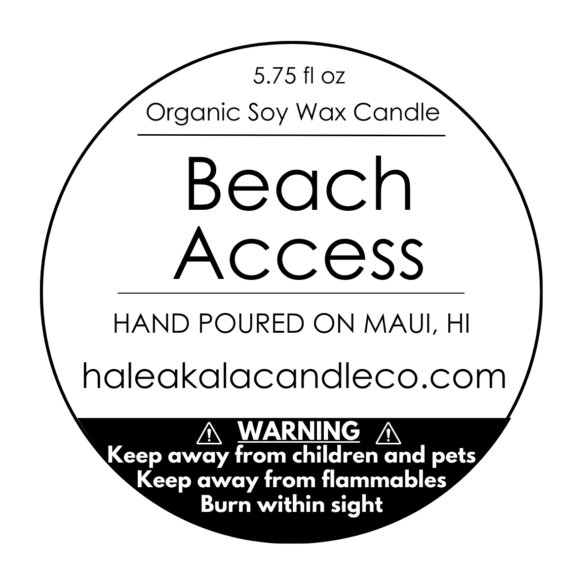 'Beach Access'  Organic Soy Wax Candle